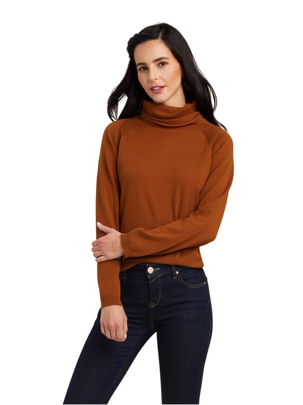 Ariat Lexi Copper Ribbed Cowl Neck Sweater